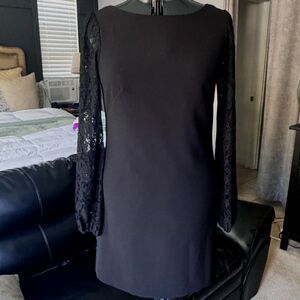 White House Black Market Crepe Shift Dress Women’s 6 Lace Long Sleeve NWT $150